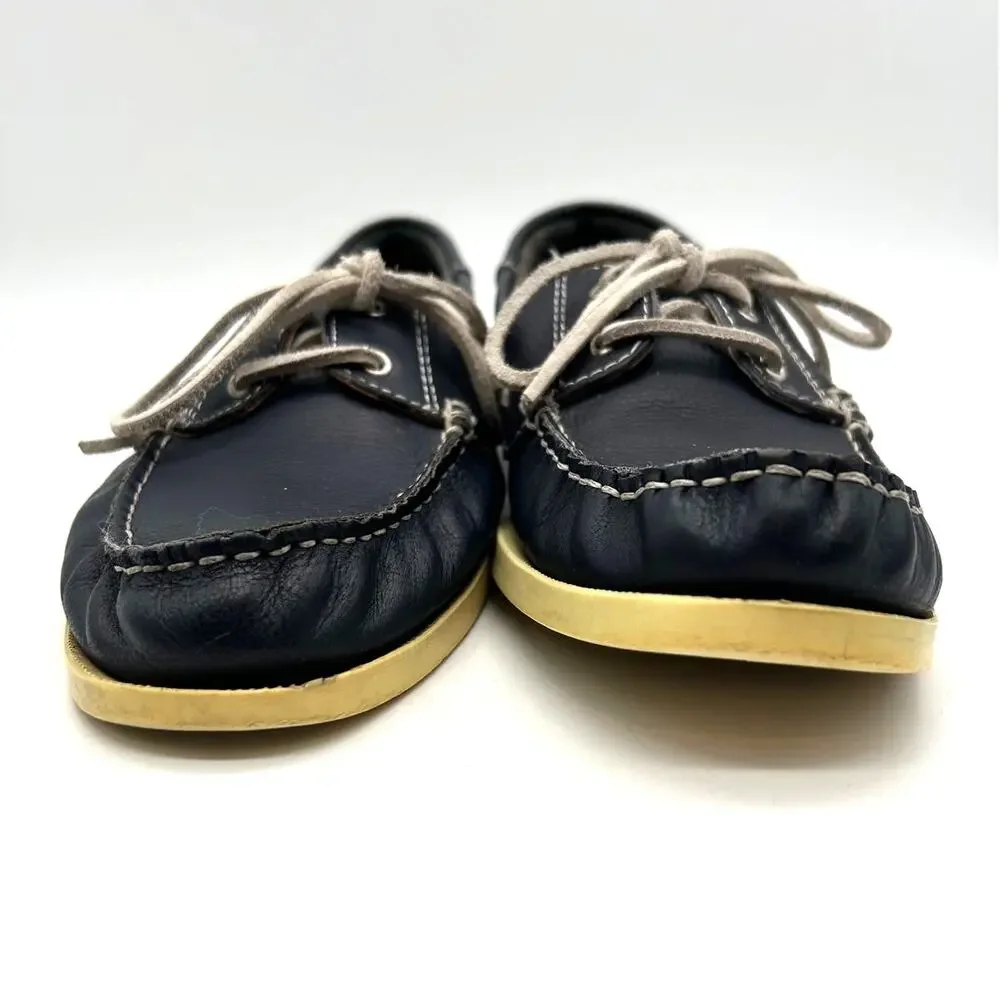 Soul of Africa Size 8 Navy Leather Boat Shoes Handmade Summer Nautical Coastal